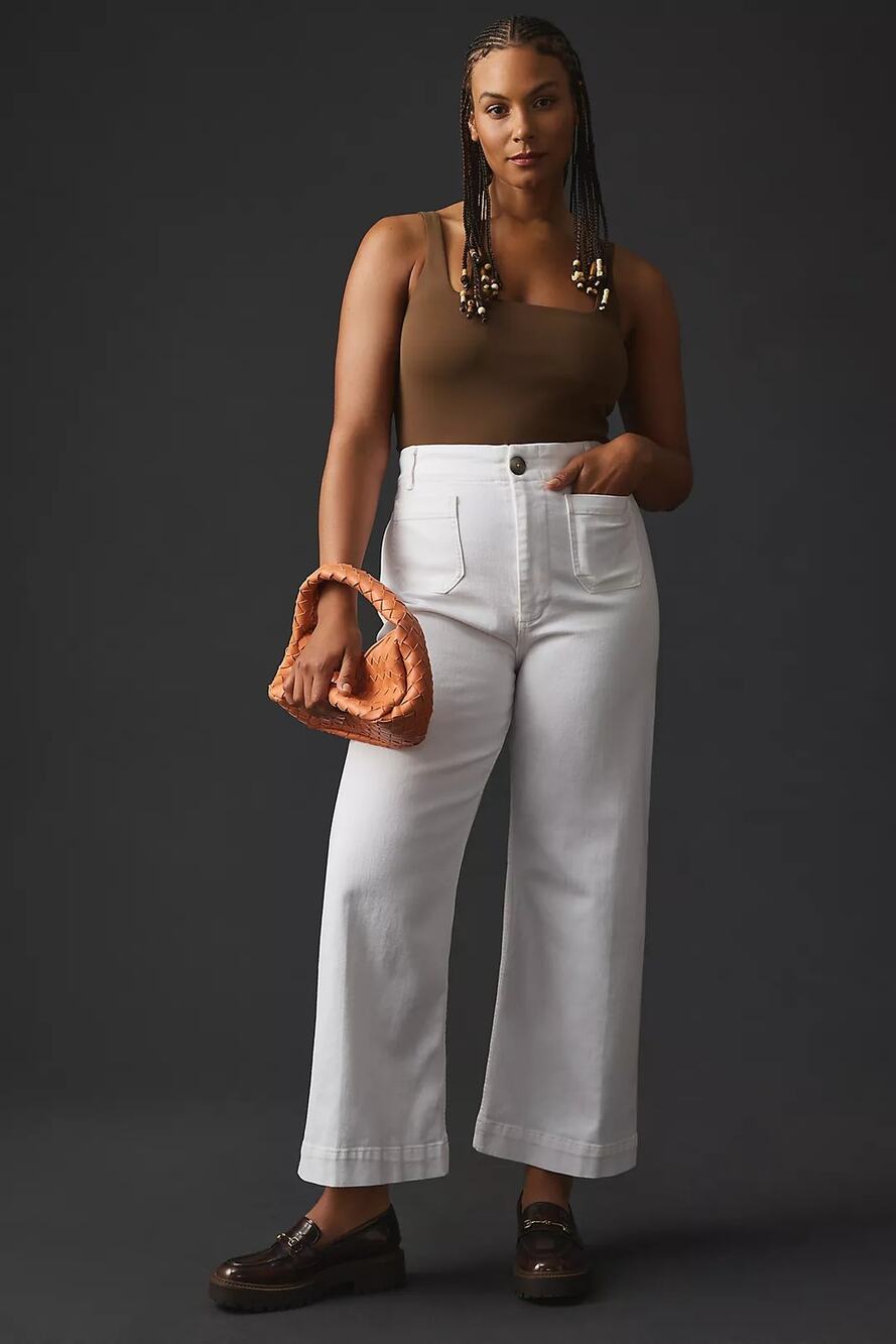 NWT MAEVE Plus The Colette Wide Leg Stretchy Pants Anthropologie White Pants